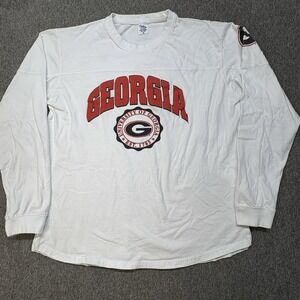 University Of Georgia Pressbox T Shirt Mens XL White Cotton Long Sleeve Spellout